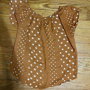 LC Lauren Conrad Orange Polka Dot Work Blouse size Small